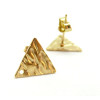 Boucles d'oreilles, Puce Triangle Martelée 12mm avec trou et embouts, Acier inoxydable 304 finition Doré