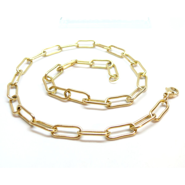 Collier 45 cm,  grande maille Rectangle 17mm, Acier Inoxydable 304, finition Doré, Placage IONIQUE