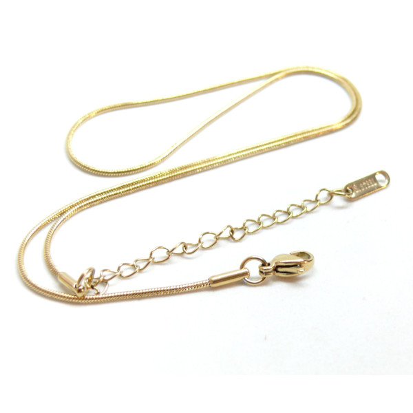 Collier chaine serpent 1.2 mm, Acier Inoxydable 304, finition Doré, Placage IONIQUE