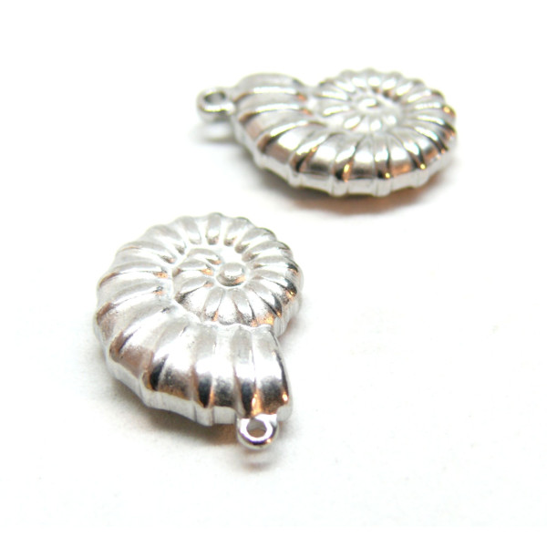 Pendentifs Coquillage 3D, Acier Inoxydable 304 finition Argenté