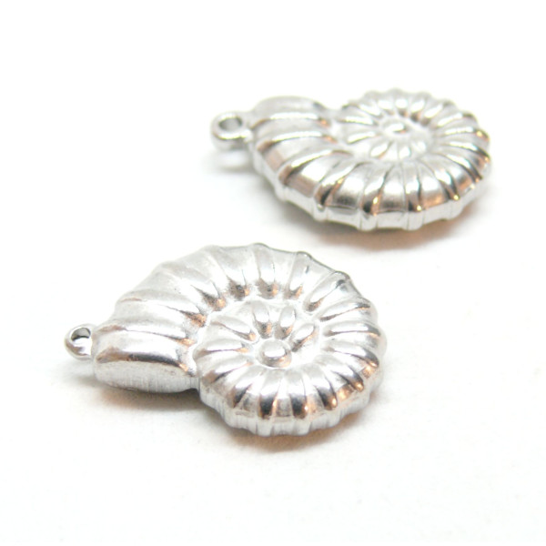 Pendentifs Coquillage 3D, Acier Inoxydable 304 finition Argenté