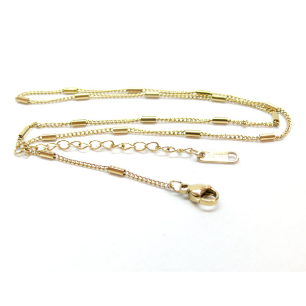 Collier avec Tube , Acier Inoxydable 304,  Doré à l'or fin 18K, placage IONIQUE