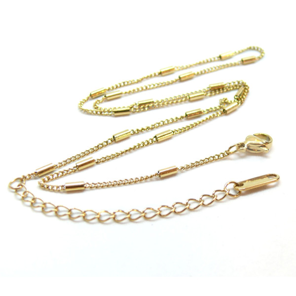 Collier avec Tube , Acier Inoxydable 304,  Doré à l'or fin 18K, placage IONIQUE