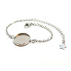 Supports de Bracelet, maille Forçat, pour cabochon 16mm,  Acier Inoxydable 304, finition Argenté