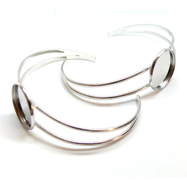Support de bracelet 20mm, pour cabochon 20mm, Acier Inoxydable 304, finition Argent Platine