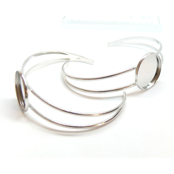 Support de bracelet 20mm, pour cabochon 20mm, Acier Inoxydable 304, finition Argent Platine
