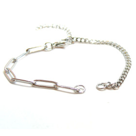 Bracelets Intercalaire, maille Rectangle et maille gourmette, Acier Inoxydable 304 finition Argenté