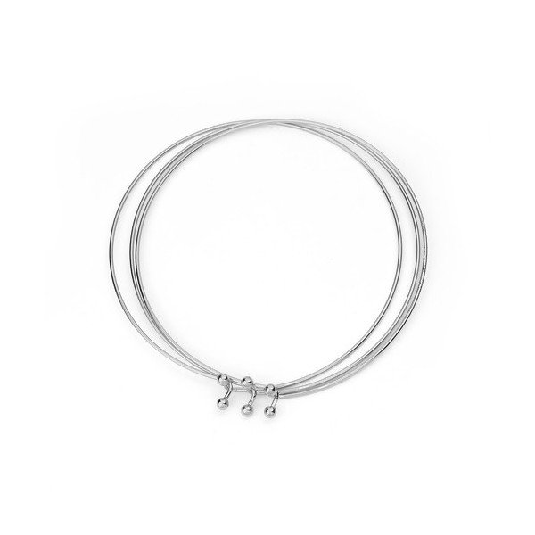 Collier, Torque JONC RIGIDE 2mm, laiton coloris Argent Platine