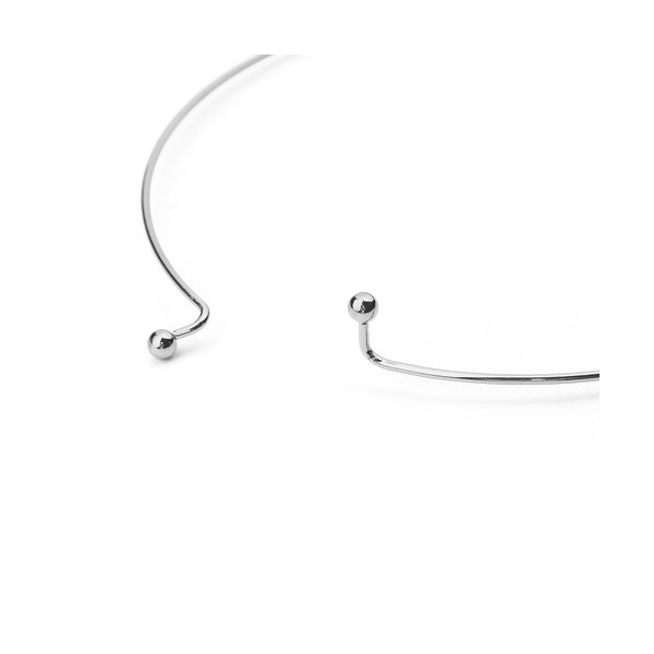 Collier, Torque JONC RIGIDE 2mm, laiton coloris Argent Platine