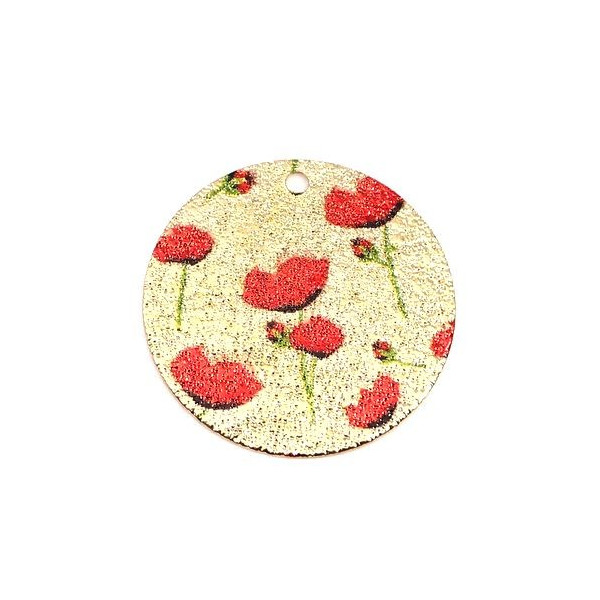 Pendentifs, breloques stardust Ronde 20mm, Coquelicots Doré