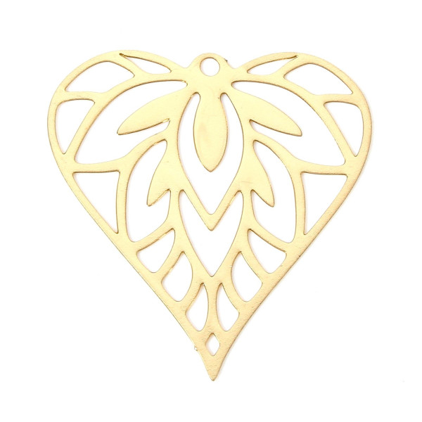 Estampes Pendentifs Coeur Travaillé 30mm métal finition Doré