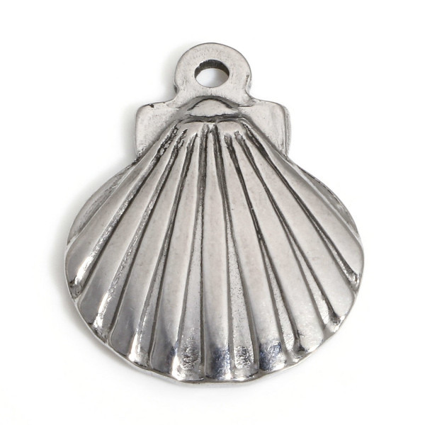 Pendentif, Coquille Saint Jacques 16 mm, Acier Inoxydable 304 finition Argenté