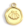 Pendentif, Coquille Saint Jacques 13 mm, Acier Inoxydable 304, finition Doré à l'or fin 18K, Placage IONIQUE