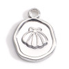 Pendentifs, Coquille Saint Jacques 13 mm, Acier Inoxydable 304, finition Argenté