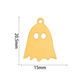 Pendentif, Fantôme 15mm, Acier Inoxydable 304, finition Doré, Placage IONIQUE