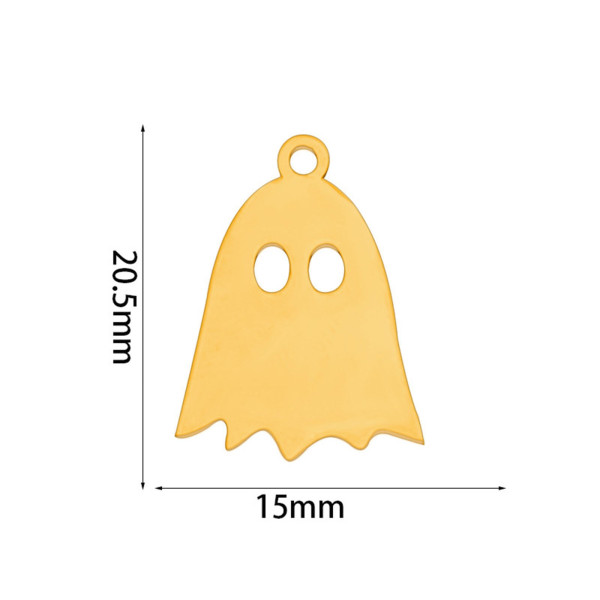 Pendentif, Fantôme 15mm, Acier Inoxydable 304, finition Doré, Placage IONIQUE