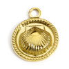 Pendentif, Médaillon avec Coquille Saint Jacques, Acier Inoxydable 304, finition Doré à l'or fin 18K, Placage IONIQUE