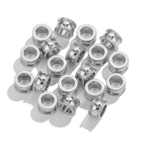 Perles Intercalaires, Rondelles Travaillées 8 par 5mm, Acier Inoxydable 304, finition Argenté