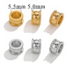 Perles Intercalaires, Rondelles Travaillées 8 par 5mm, Acier Inoxydable 304, finition Doré à l'or fin 18K