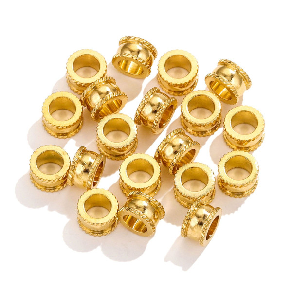 Perles Intercalaires, Rondelles Travaillées 8 par 5mm, Acier Inoxydable 304, finition Doré à l'or fin 18K