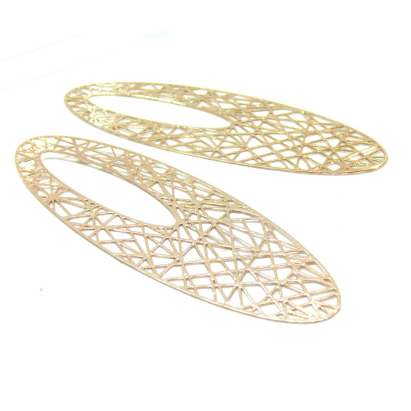 Estampes, Pendentifs Ovale 70mm, laiton finition Doré Clair