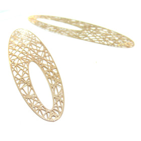 Estampes, Pendentifs Ovale 70mm, laiton finition Doré Clair