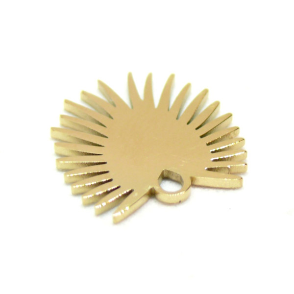 Pendentif, Eventail 15mm, Acier Inoxydable 304, finition Doré, Placage IONIQUE