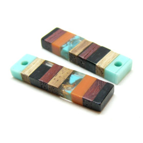 Pendentifs Rectangle en Bois et résine 39.5mm