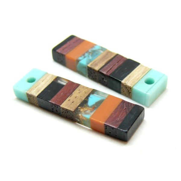 Pendentifs Rectangle en Bois et résine 39.5mm