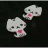Pendentifs Chat, style émaillé Blanc 20mm