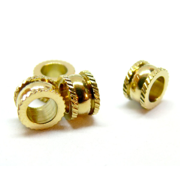 Perles Intercalaires, Rondelles Travaillées 8 par 5mm, Acier Inoxydable 304, finition Doré à l'or fin 18K