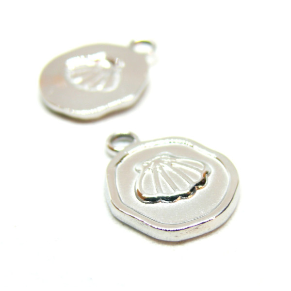 Pendentifs, Coquille Saint Jacques 13 mm, Acier Inoxydable 304, finition Argenté