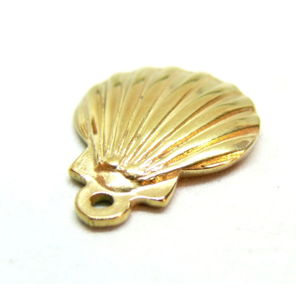 Pendentif, Coquille Saint Jacques 16 mm, Acier Inoxydable 304, finition Doré à l'or fin 18K