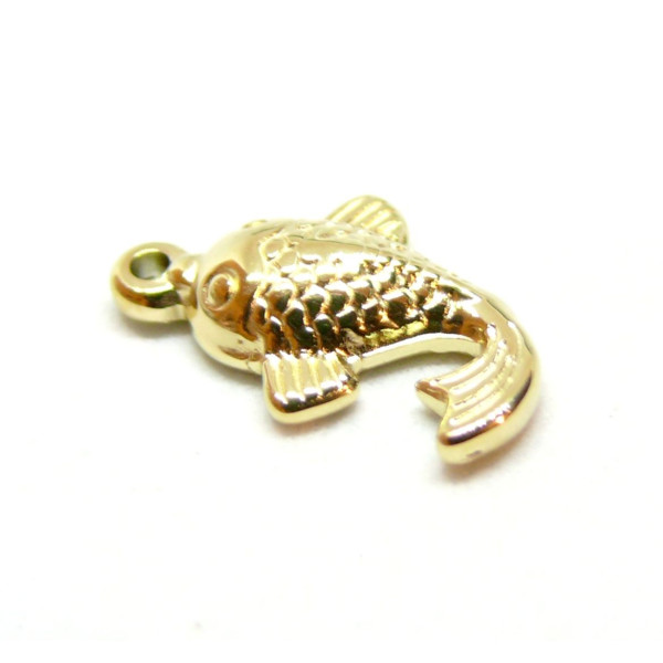 Pendentif, Poisson 16mm, Acier Inoxydable 304, finition Doré, Placage IONIQUE