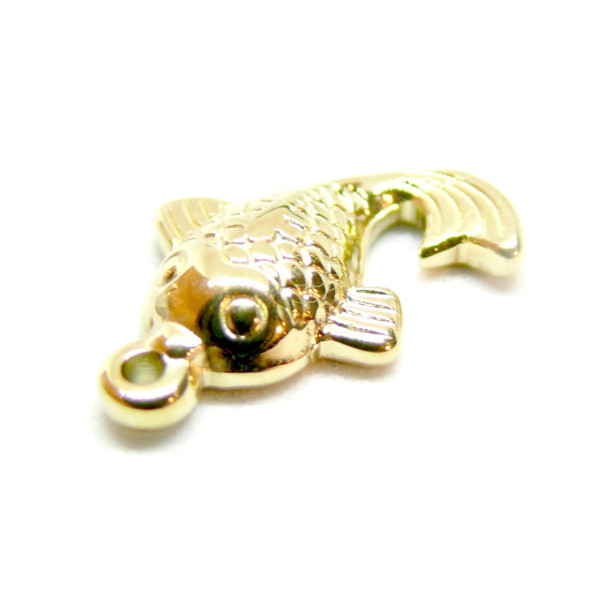Pendentif, Poisson 16mm, Acier Inoxydable 304, finition Doré, Placage IONIQUE