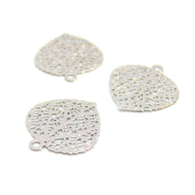 Estampes, pendentifs feuille 13mm, métal coloris Argenté