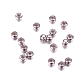 Perles à Écraser 2mm, Acier Inoxydable 316, finition Argenté