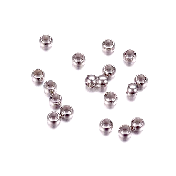 Perles à Écraser 2mm, Acier Inoxydable 316, finition Argenté