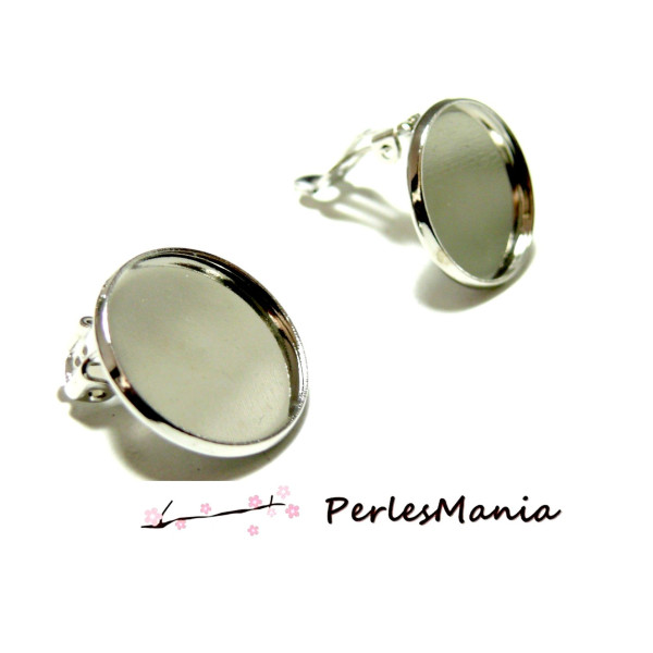 Supports de Boucles d'oreille Clips 14 mm,  Acier Inoxydable 304 finition Argenté