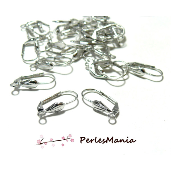 Boucles d'oreilles dormeuses Coquille 18.5mm, avec anneau d'attache, d' accroche, Acier inoxydable 304, finition Argenté