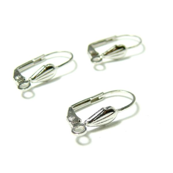 Boucles d'oreilles dormeuses Coquille 18.5mm, avec anneau d'attache, d' accroche, Acier inoxydable 304, finition Argenté