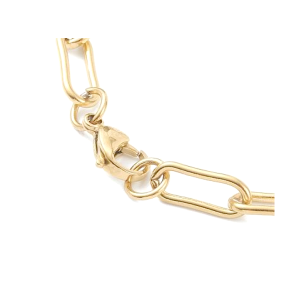 Collier 45 cm,  grande maille Rectangle 17mm, Acier Inoxydable 304, finition Doré, Placage IONIQUE