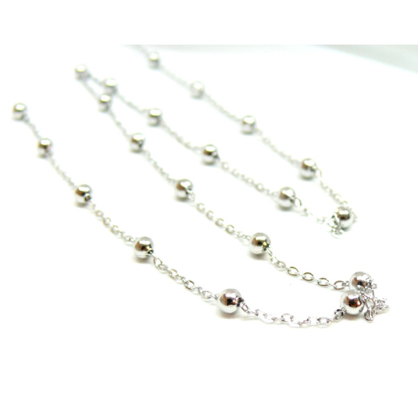 Chaine maille bille 3mm en Acier Inoxydable 304 , finition ARGENT