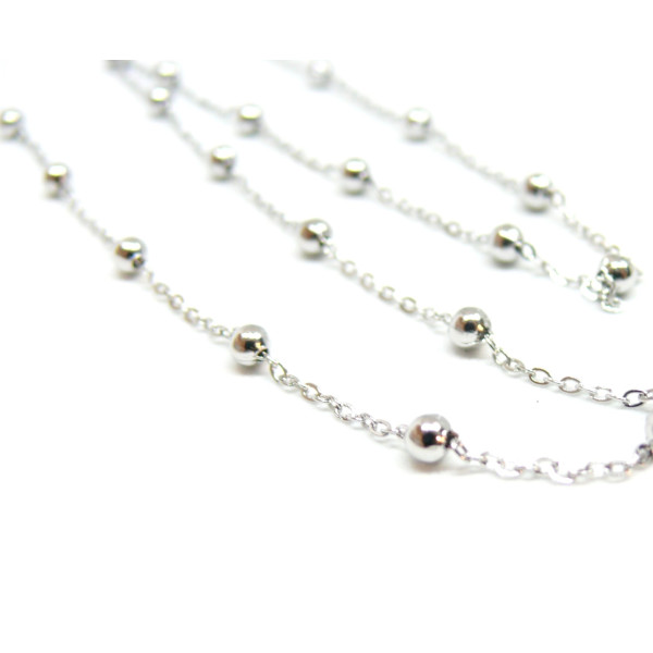 Chaine maille bille 3mm en Acier Inoxydable 304 , finition ARGENT