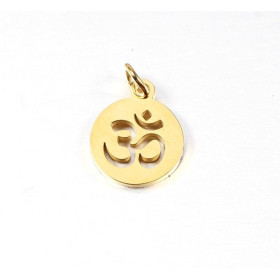 Pendentifs avec anneau, Médaille Yoga Ohm, Zen, méditation 12 mm Acier Inoxydable couleur Doré