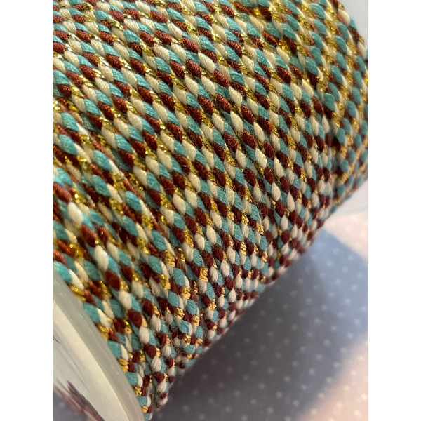 Cordon tressé et fil métallisé doré 1.5mm coloris C28