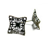 Boucle d' oreille puce dentelle carré conique 15mm Bronze