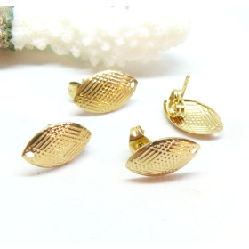 Boucles d'oreille puce Losange ART DECO 15mm, avec attache en Acier Inoxydable 304, avec embouts finition DORE