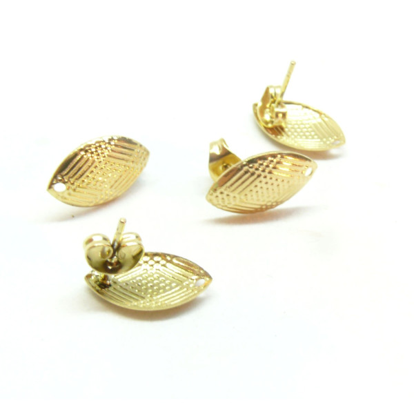 Boucles d'oreille puce Losange ART DECO 15mm, avec attache en Acier Inoxydable 304, avec embouts finition DORE