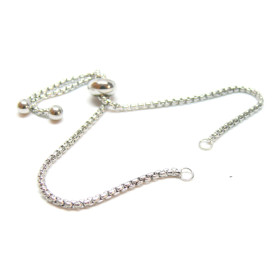 Bracelet Ajustable, Réglable Intercalaire 22cm maille Paloma, Acier Inoxydable 304 finition Argenté
